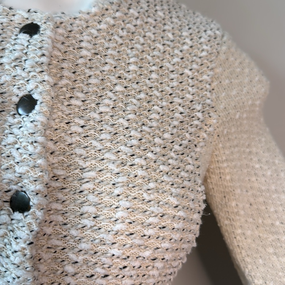 Anthropologie Cartonnier Boucle Knit Snap Peplum Cardigan Jacket small - Picture 3 of 9